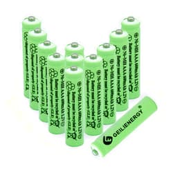 GEILIENERGY Solar Light Batteries AAA Triple A NIMH 600mAh 1.2V Rechargeable for Garden Lights Remotes Mice(12PCS)