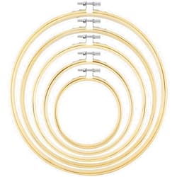 Embhand 5 Pieces Bamboo Embroidery Hoops - Round Circle Cross Stitch Hoop Ring(4”, 6”, 8”, 9”, 10”) Set for Embroidery, Home Ornaments, Craft Sewing