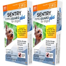 Fiproguard Sentry 3 Count Fiproguard Plus for Dogs Squeeze-On, 5-22-lbs (Pack of 2)