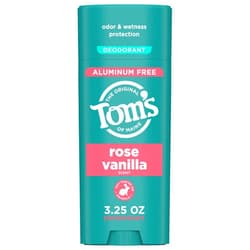 Tom's of Maine Tom’s of Maine Rose Vanilla Aluminum Free Natural Deodorant For Women & Men | Goes on Clear | Odor & Wetness Protection | Naturally Derived and Moisture-Locking Ingredients | 3.25 oz