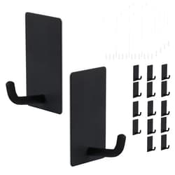 That one XZHJJF 16Pcs Towel Hooks with Detachable Strips, Suitable for Hanging, Direct Bathroom Hooks,Command Hooks Black, Suitable for Adhesive Wall Bathroom,Shower, Decor, Robe, Small, 304 Stainless Steel (Black)