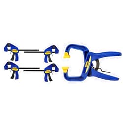 IRWIN QUICK-GRIP Clamps, One-Handed, Mini Bar, 6-Inch, 4-Pack (1964758) and IRWIN Tools QUICK-GRIP Handi-Clamp, 1 1/2-Inch (59100CD)
