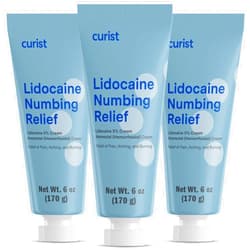 Curist 5% Lidocaine Cream Topical Pain Relief - 6 oz (170 g) XL Tube - Numb Quickly & Effectively with 5% Lidocaine Numbing Cream - (3 Pack - 6 oz Tube)