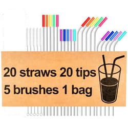 MUTNITT 20 Pack Reusable Stainless Steel Metal Straws,10.5