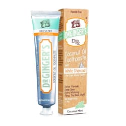 Doctor Ginger's Dr. Ginger's Coconut Oil Toothpaste with White Activated Charcoal, All-Natural Whitening Power, Enamel-Safe, Reduces Plaque & Gum Sensitivity, Fluoride-Free, Coconut Mint Flavor, 4oz, 1ct