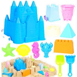 FUSPWEAO Beach Toys Sand Toys for Kids, Sand Castle Toys for Beach with Sand Castle Bucket, Sand Molds, Shovel and Rake, Sand Castle Kit, Sandbox Toys for Toddlers, Travel Beach Toys for Kids 3-10