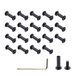 Oedema 20 Pack M4×10mm Socket Cap Screws Stainless Steel Barrel Nuts and Bolts Black Binding Screws with Allen Wrench for Furniture Bed Decorative Bags Cabinet Table Binding Bolts