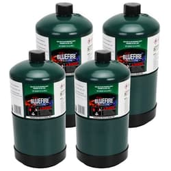 KOMAN BLUEFIRE 1lb Propane Tank Camping Propane Tank Pack of 4 Portable Canister Propane Gas Tank Small Propane Tanks for Camping Stove Outdoor Backpack Mini Burner Heater Cooking Torch Lamp