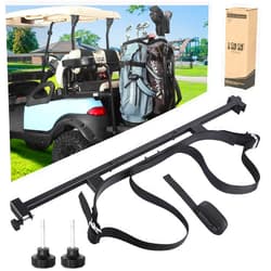 10L0L Universal Golf Bag Holder Attachment No-Drilling Required for Most 2+2 Golf Cart Rear Seat with 1 Inch Square Tube, Fits Yamaha, EZGO, Club Car, Adjustable Rear Seat Golf Cart Club Holder