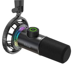 FIFINE USB Gaming Microphone, RGB Dynamic Mic for PC, with Tap-to-Mute Button, Plug & Play Cardioid Mic with Headphone Jack for Streaming, Podcast, Twitch, YouTube, Discord- K658