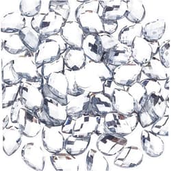 FINGERINSPIRE 80 Pcs 25x18mm Extral Large Flat Back Teardrop Acrylic Self-Adhesive Rhinestone Gems Stick with Container Crystals Bling Sticker Acrylic for Costume Making Cosplay Jewels Crafts