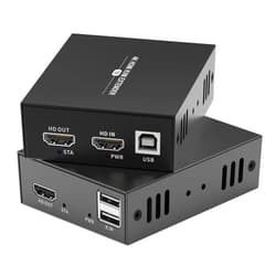 Elalight HDMI KVM USB Extender Transmit 4K@60Hz HD Video Over Cat5e/6 Ethernet Cable 60m (196 ft) for Mouse and Keyboard Control Remote Signals