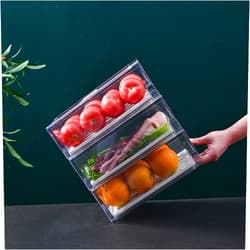 Diskary Fridge Organizer, Stackable Refrigerator Organizer Bins, Reusable Food Storage Containers, Fridge Drawer Organizer in Home Kitchen, Barbecue Shop, Restaurant, BPA-Free (2 Drawers, Medium)