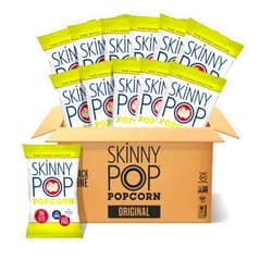 SkinnyPop Popcorn, Gluten Free, Dairy Free, Non-GMO, Healthy Snacks, Skinny Pop Original Popcorn, 4.4oz Grocery Size Snack Bags (pack of 12)