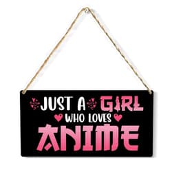 YCYD Funny Just a Girl Who Loves Anime Wood Sign Rustic Anime Lovers Wooden Hanging Plaque for Home Living Room Girl Bedroom Wall Art Decoration 6 x 12 Inches Present