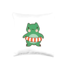Frosch Amphibien, Comic Geschenke, lustige Sprüche Frog with Swimming Hoop Comic Art for Men Women Children Throw Pillow, 16x16, Multicolor