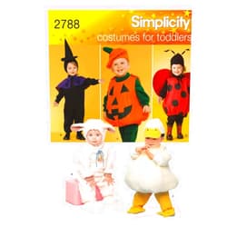 Simplicity 2788 Lamb, Chick, Witch, Pumpkin and Lady Sewing Pattern for Toddlers Halloween Costume, Sizes A 1/2-4