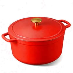 CAROTE 5QT Enameled Cast Iron Dutch Oven Pot with Lid, Heavy-Duty Dutch Oven for Sourdough Bread Baking, Braising, Stews, Roasting, Healthy & Non-Toxic, Dual Handles, All Stovetop Compatible, Oven Safe up to 500° F, Red