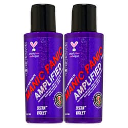 MANIC PANIC Ultra Violet Hair Color - Amplified - (2PK) Semi Permanent Hair Dye - Cool Blue Toned Violet Color - Vegan, PPD & Ammonia Free - For Coloring Hair on Men & Women