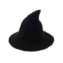 Generic Witch Hat Adult Kids Halloween Hats Wool Knitted Cap for Party Masquerade Cosplay Costume Accessory Daily Women Girls Boys (Black, Kids)