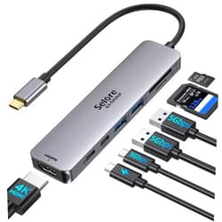 Selore&S-Global USB C Hub HDMI Adapter for MacBook Pro/Air, 7 in 1 USB C Dongle with HDMI, SD/TF Card Reader, USB C Data Port,100W PD, and 2 USB 3.0 Compatible for MacBook Pro/Air, Dell XPS, Lenovo Thinkpad.
