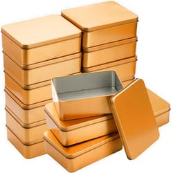 Peohud 16 Pack Rectangular Tin Boxes with Lids, Empty Hinged Tins, Metal Storage Organizer Tins for Candy, Treats, Gifts, Favors and Crafts