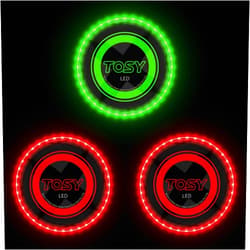 TOSY Bundle of 3-2X Red + Green - Flying Disc 36 LEDs, Super Bright, Smart Modes, Auto Light Up, Rechargeable, Cool Fun Christmas, Birthday & Camping Gift for Men/Boys/Teens/Kids, 175g Frisbee