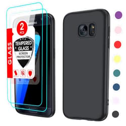 LeYi for Samsung-Galaxy-S7-Case: Galaxy S7 Case for Women Men, Liquid Silicone Slim Gel Rubber Cell Android Cover Unlocked Protective Case Cover for S 7 Samsung 5G, Black