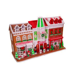 Kurt S. Adler 10-Inch Santa Village Stores with LED Lights Gingerbread House, Multi
