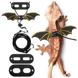 AHQiZFX 3 Size Pack Bearded Dragon Leashes and Harnesses, Bearded Dragon Harness, Adjustable Cool Leather Wing Lizard Reptile Harness Leash for Bearded Dragon Lizard Reptiles (Black)