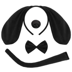 Mototo Dog Costume Set 4 PCS Puppy Animal Costume Black Dog Ears Headband and Tail Nose Bow Tie Accessories for Adult Halloween Christmas Theme Party Animal Cosplay (Black)