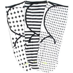 Ziggy Baby Adjustable Baby Swaddles 0-3 Months - Blanket Infant Wrap Set 3 Pack - Soft Cotton Black & White - Newborn Swaddle Blankets for Baby Boy or Girl, Swaddle Blanket