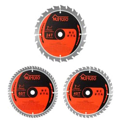 NUTTUTO 3 Pack 7-1/4 Inch 24T&40T&60T Circular Saw Blade, Saw Blade Arbor Size 5/8-inch, TCT ATB for Cutting Wood, Plastic, PVC, Acrylic, Aluminum