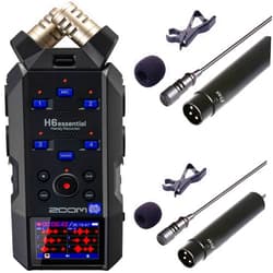Teds Electronics Zoom H6essential 6-Track 32-Bit Float Portable Audio Recorder with Wired XLR Lavalier Microphone XM-L2