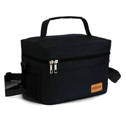 ONFAON Lunch Bag for Men/Women, Insulated Reusable Lunch Box Leakproof Cooler Tote Bag Freezable with Adjustable Shoulder Strap for Office Work Picnic Beach(Black)