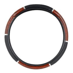 GG Grand General 54041 18 Inches Steering Wheel Cover Dark Wood with Black Hand Grips