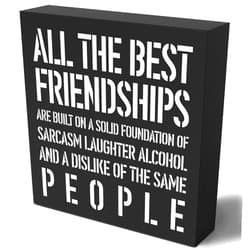 Generic Funny Friends Wooden Box Sign Plaque All The Best Friendships Are Built On A Solid Foundation Wood Box Sign Rustic Art Home Shelf Desk Decor 5 X 5 X 1 Inches