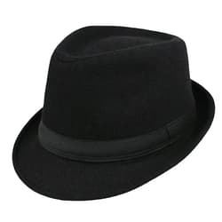 CXQRR Womens Mens Classic Felt Trilby Hat Short Brim Fedora Hat Black Manhattan Gangster Jazz Hat for Unisex