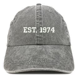 Trendy Apparel Shop EST 1974 Embroidered - 50th Birthday Gift Pigment Dyed Washed Cap