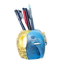 DreamsEden Cute Pen Pencil Holder Cup, Resin Decorative Elephant Pen Container for Desk, Small