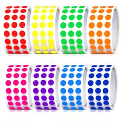Gersoniel 8000 Pieces 1/4 Inch Round Color Coding Labels Roll Solid Colors Dot Stickers Adhesive Colored Circle Stickers for Inventory Organize, File Classification, 8 Colors