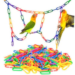 Sukh 250pcs Plastic C Clips Hooks Chain Links - Interchangeable Rainbow C-Links for Pet Parrot Parakeets Rat Sugar Glider Small Bird Cage Toys, Children Learning Supplies.