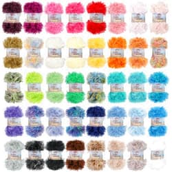 BambooMN JubileeYarn Eyelash Fur Yarn - Fine Polyester - Bulk Color Pack - 40 Skeins