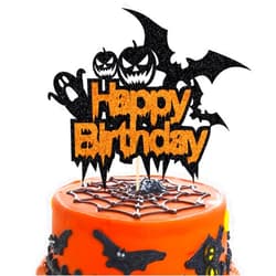 WRACKKIAR Happy Halloween Cake Topper-Ghost Birthday Cake Pick-Birthday Witch Cake Topper-Halloween Party Decoration Glitter Supplies (278)