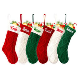 Ulico Personalized Christmas Stocking，Custom Name Family Christmas Stocking, 18” Large Knitted Xmas Stocking for Kids,Holiday and Family Stocking for Fireplace Christmas Holiday Party Decoration (3 pcs)