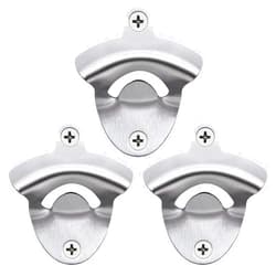 HAIICEN Stainless Steel Bottle Cap Opener Wall Mounted Beer Opener Screw In Brushed Silver (Pack of 3)