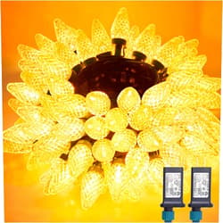 Brightown 2 Pack Warm White C9 Christmas Lights - Total 162 FT 200 LED String Lights with Timer & 8 Modes, Waterproof Connectable Green Wire Fairy Lights for Indoor Outdoor Home Yard Tree House Decor