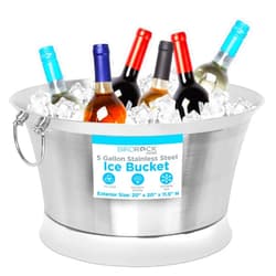 BIRDROCK HOME Double Wall Beverage Tub - Stainless Steel Ice Bucket, Metal Drink Cooler with Handles, for Parties & Events, Decorative Beverage Chiller - Large