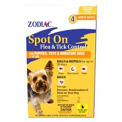 Zodiac Spot On Flea & Tick Control Puppies, Toys and Miniature Dogs 7-15 lbs 4 Pack