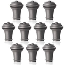 Spill-Stop Vacu Vin Wine Saver Vacuum Stoppers - Set of 10 - Gray - for Wine Bottles - Keep Wine Fresh for Up to a Week with Airtight Seal - Compatible with Vacu Vin Wine Saver Pump